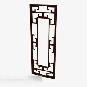 3D model dřevěných hnědých dveří v čínském stylu