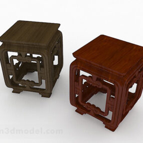 Mô hình ghế đẩu gỗ phong cách Trung Quốc 3d