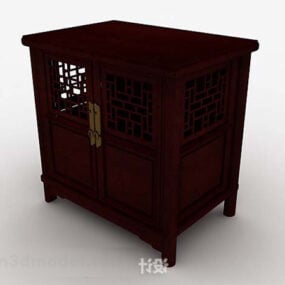 Chinese Style Wooden Brown Locker 3d model