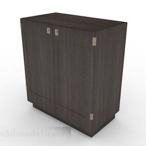 Chinese Style Wooden Brown Wardrobe 3d model