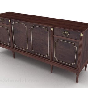 Chinese Wooden Dark Brown Hall Cabinet 3d model