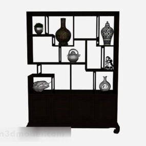 خزانة عرض خشبية بتصميم صيني نموذج ثلاثي الأبعاد