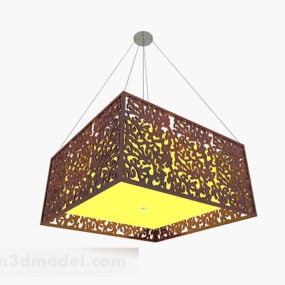 Chinese Style Wooden Hollow Chandelier 3d model