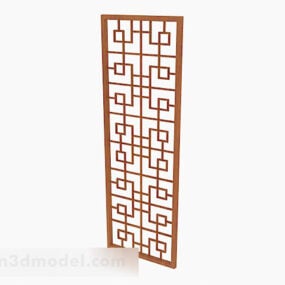 3d модель дерев'яної порожнистої ширми в китайському стилі