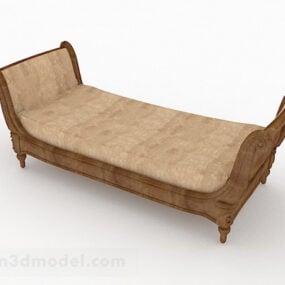 أريكة خشبية صينية طويلة بمسند للقدمين نموذج ثلاثي الأبعاد