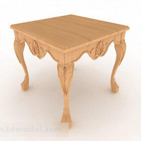 Mesa de jantar de madeira amarela estilo chinês modelo 3d