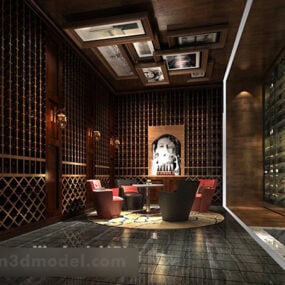 3д модель интерьера китайской чайной комнаты