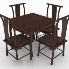 Chinese Wooden Retro Table Chair