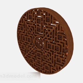 Chinese Wooden Round Hollow Partition 3d model