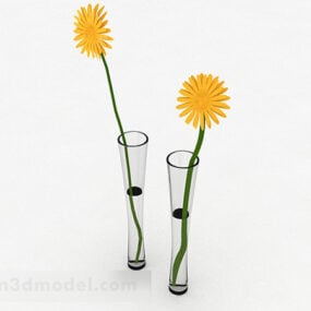 Mô hình bình hoa trang trí hoa cúc 3d