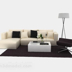 3д модель современного минималистичного дивана и журнального столика
