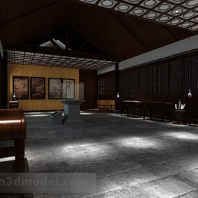 Interior de sala de exposición de estilo chino clásico modelo 3d