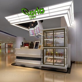 Modelo 3D do interior do pequeno salão de exposições para bebidas geladas
