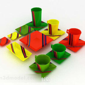 Zestaw kolorowych filiżanek Model 3D