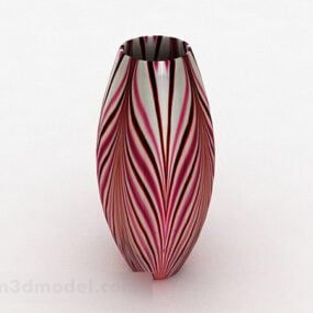 گلدان سرامیکی شکمی رنگارنگ مدل سه بعدی