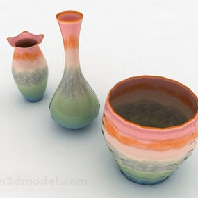 Model 3d Dekorasi Vas Keramik Warna-warni