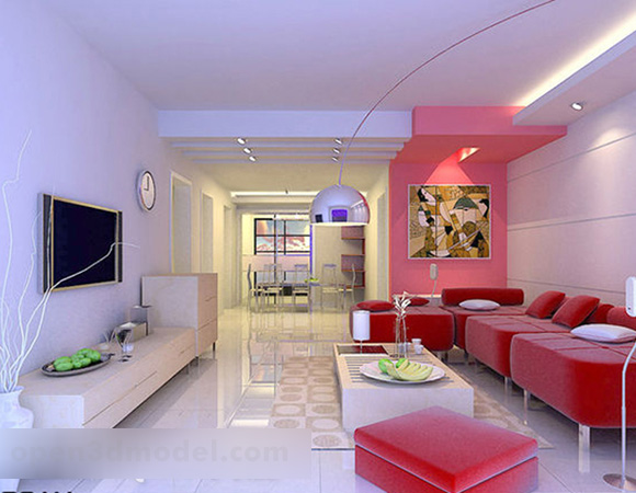 Complete Setliving Room S Interior 3d Model - .Max, .Vray - Open3dModel