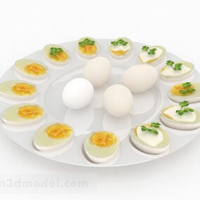 Pişmiş Yumurta Tabağı Yemek 3D model
