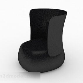 كرسي بذراعين فردي من الجلد الأسود الإبداعي نموذج ثلاثي الأبعاد