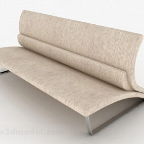 Modelo 3D de sofá criativo de couro marrom com vários lugares