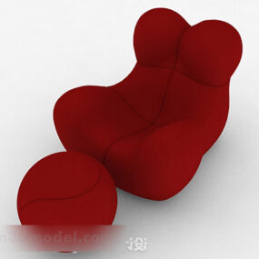 3д модель индивидуального повседневного красного односпального дивана