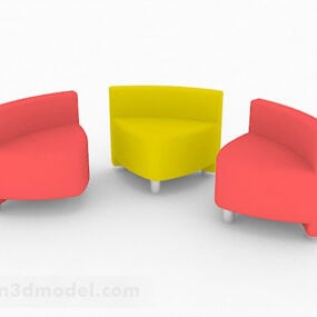Creative Pink Yellow Sofa Set 3d model
