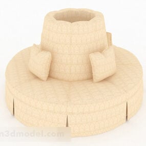 Gul stoff rund sofa 3d-modell