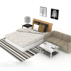 3д модель серой двуспальной кровати Credit Home