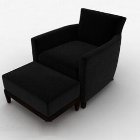Dark Blue Minimalist Single Sofa 3d model
