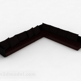 Dark Brown Corner Multi Seats Sofa 3d model
