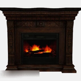 Dark Brown Fireplace 3d model