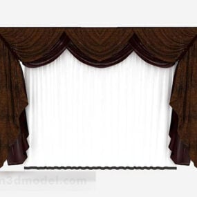 深棕色家用窗帘3d模型