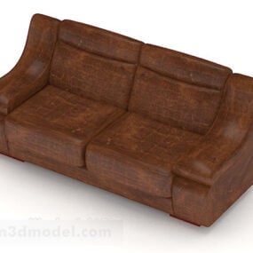 Model 3d Sofa Dua tempat duduk Rumah Coklat Gelap