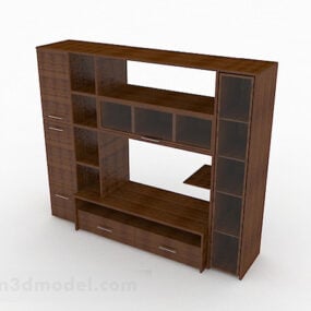 Dark Brown Home Wooden Tv Cabinet 3d model