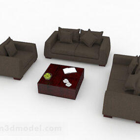 Dark Brown Minimalist Combination Sofa 3d model