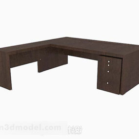 Dark Brown Multi-person Desk 3d model