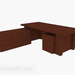 Dark Brown Office Desk 3d model