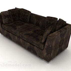 Dark Brown Casual Double Sofa 3d model