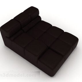 Dark Brown Simple Square Single Sofa 3d model