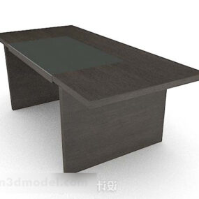 Dark Brown Solid Wood Desk 3d model