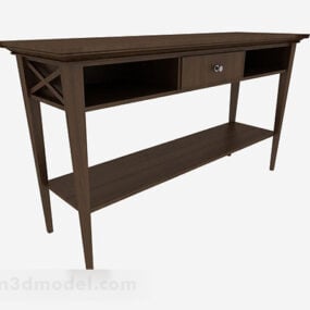 Dark Brown Wooden Desk V1 3d model
