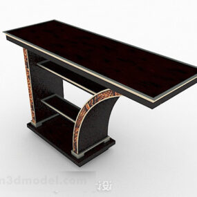 Dark Brown Wooden Dining Table Furniture 3d model