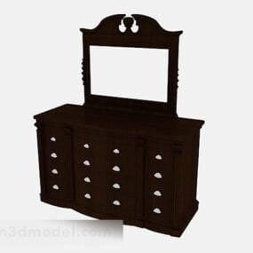 Dark Brown Wooden Dresser 3d model