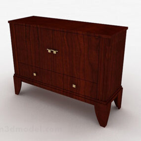 Mueble de entrada de madera marrón oscuro modelo 3d