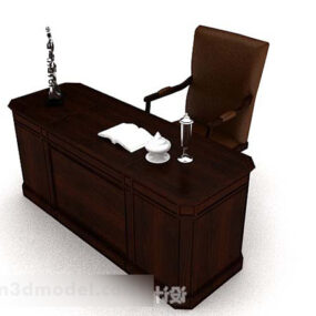 Dark Brown Wooden High-grade Desk 3d model