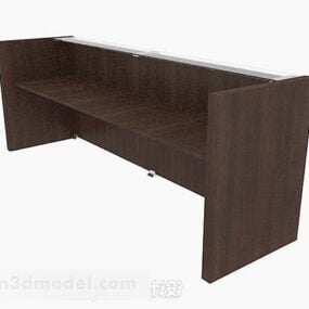 Tmavě hnědý 3D model dřevěného dlouhého stolu