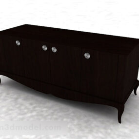 Dark Brown Wooden Simple Tv Cabinet 3d model