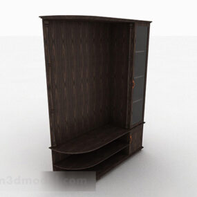 Mueble de TV de madera marrón oscuro V1 modelo 3d