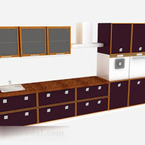 Dark Purple Wooden Kitchen Cabinet 3d model