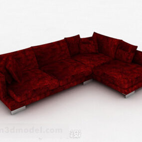 3д модель секционного дивана темно-красного цвета
